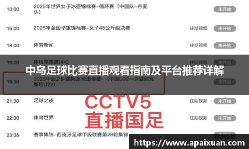 中乌足球比赛直播观看指南及平台推荐详解